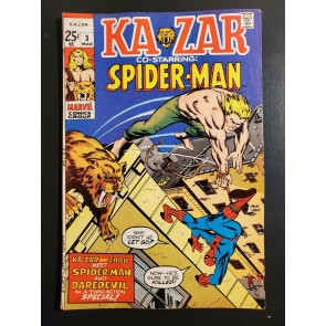 KA-ZAR #3 (1971) F/VF (7.0) Kazar vs. Spider-Man battle cover Stan Lee Romita|